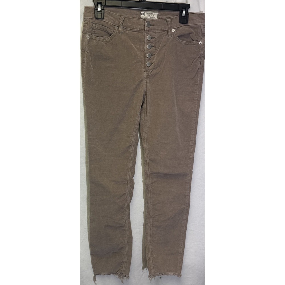 Free People Womens Corduroy Pants Tan Straight Leg Size W 28 (US 6) Buttonfly